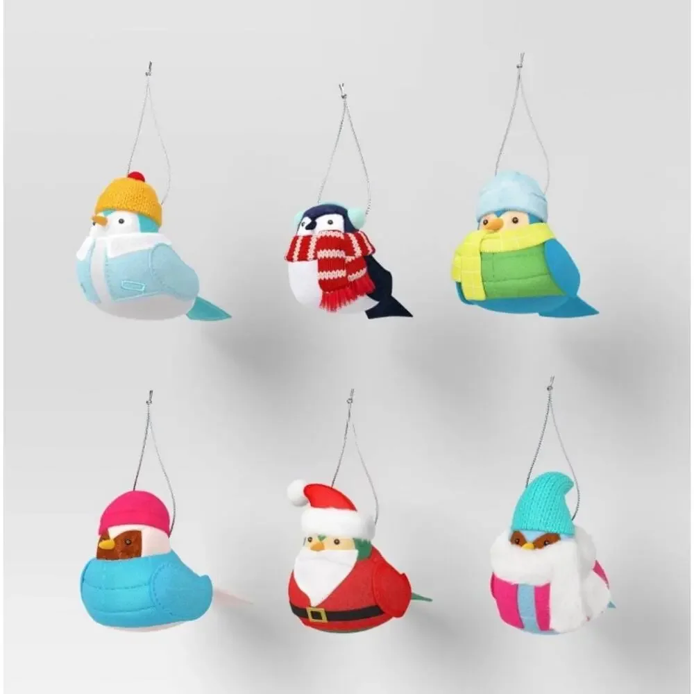 Set of 6 Wondershop Featherly Friends Christmas 2024 Bright Bird Ornaments NEW